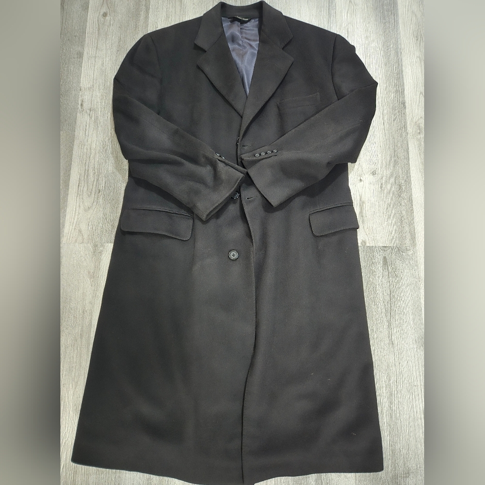 Black Cashmere Trench Coat 42R